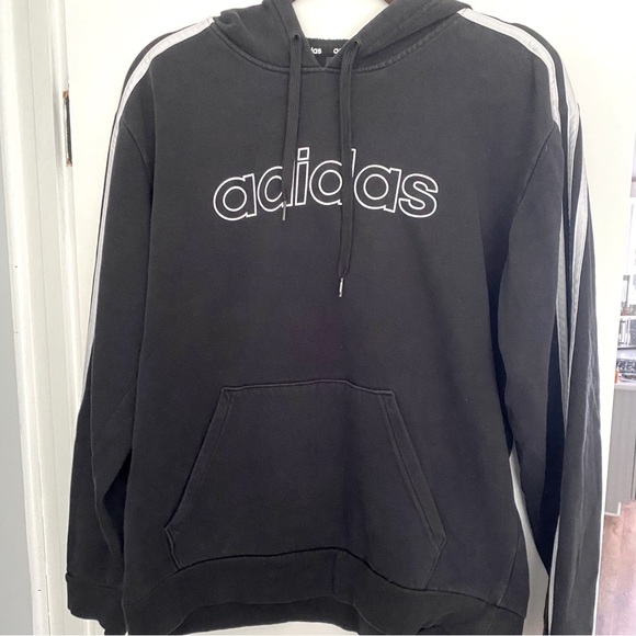 adidas Other - Adidas Hoodie Size Medium Mens Sweatshirt Black Logo 3 Stripes